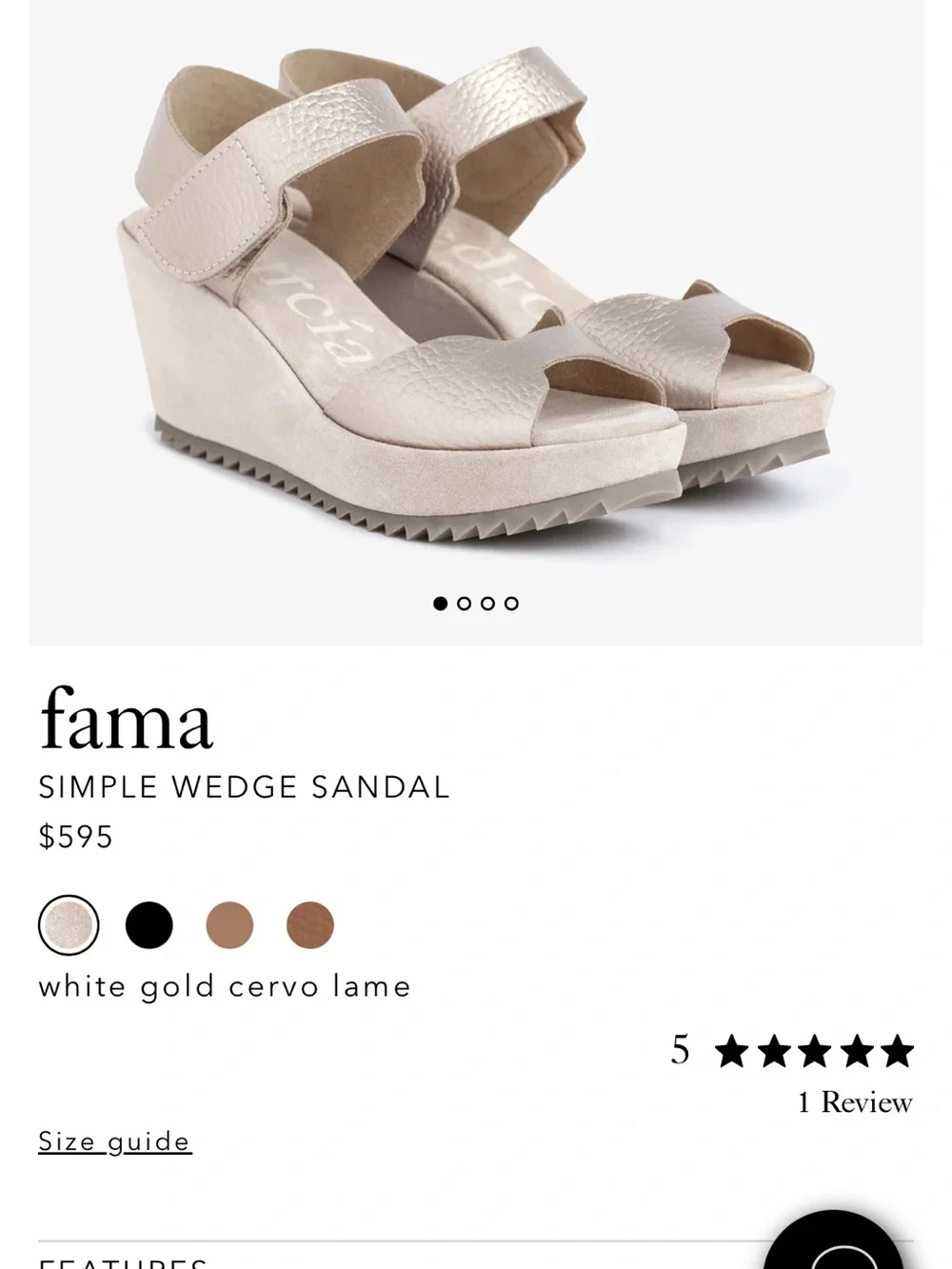 NWOT Pedro Garcia Fama White Gold  EU 36.5 Leather Wedge Sandal (RETAIL $595)